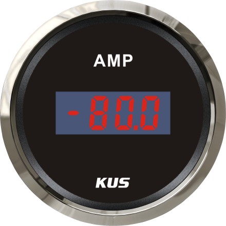 52mm Digital Ammeter+/--80A with Ampere/Current Sensor Black Face 316 Stainless Steel Bezel for Car Truck Universal Yacht Boat